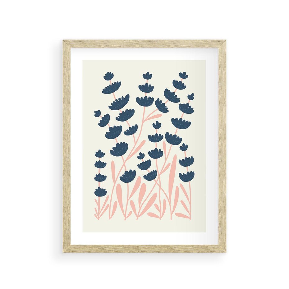 Plakat w ramie 30x40 - Migotliwe Kształty - kwiaty, rośliny - rama drewno