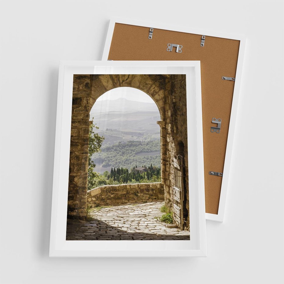 Plakat w ramie 50x70 - Słoneczne Piękno Włoch i Prowansji - Włochy, Prowansja - rama biała