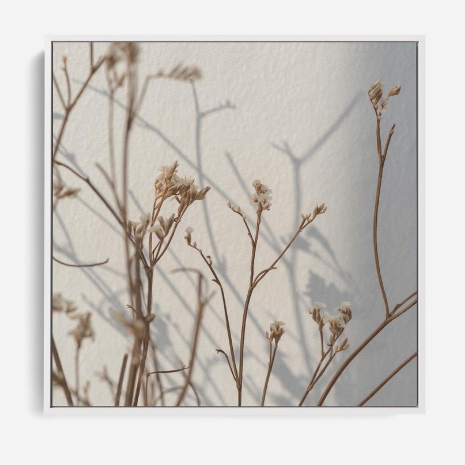 Obraz w ramie 80x80 - Boho gałązki suche - gałązki, suche - rama biała