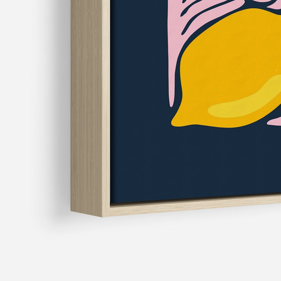 Obraz w ramie 70x100 - Kreatywne Rytmy - granatowe tło, nowoczesna kompozycja - rama drewno