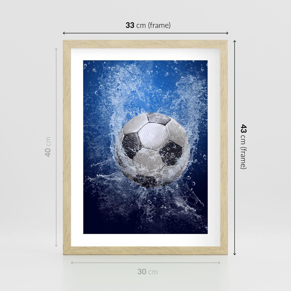 Plakat w ramie 30x40 - Młodzieżowy Zapał - piłka, młodzieżowy - rama drewno