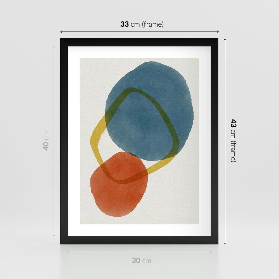 Plakat w ramie 30x40 - Modernistyczna Abstrakcja: Kolorowe Plamy - abstrakcja, modern - rama czarna