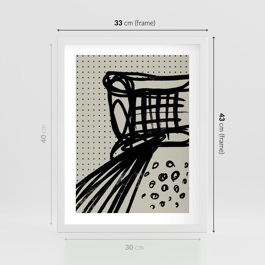 Plakat w ramie 30x40 - Złudne Kontemplacje - abstrakcyjna mroczna kompozycja, nieregularne - rama biała