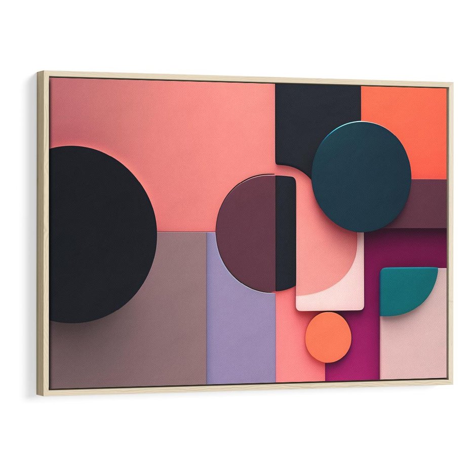 Obraz w ramie 70x50 - Przenikanie przestrzeni czasu - abstrakcja, geometria - rama drewno