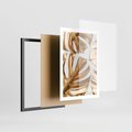 Plakat w ramie 50x70 - Złote Akcenty w Fotografii - złotel liście monstery, na białym tle - rama czarna