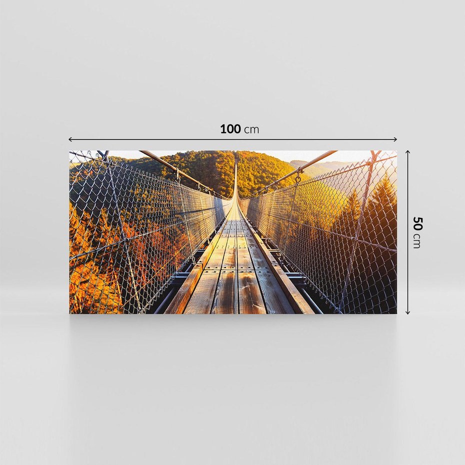 Obraz na płótnie 100x50 - Drewniany most w górach - most, drewniany