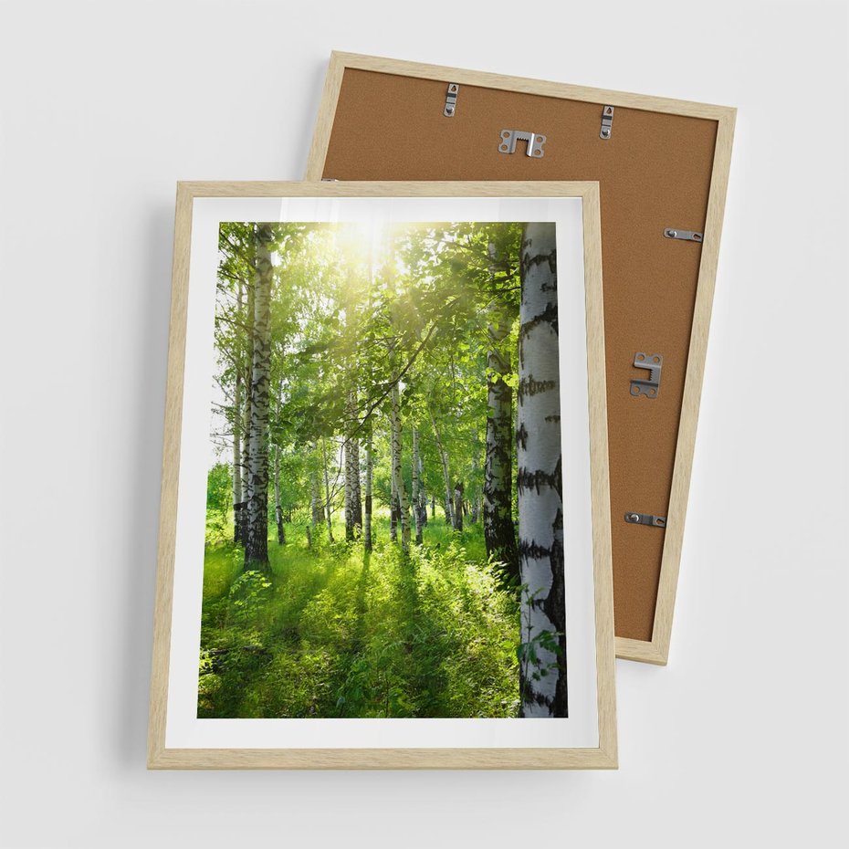 Plakat w ramie 50x70 - Lasowa Księżycowa Noc - las, drzewa - rama drewno