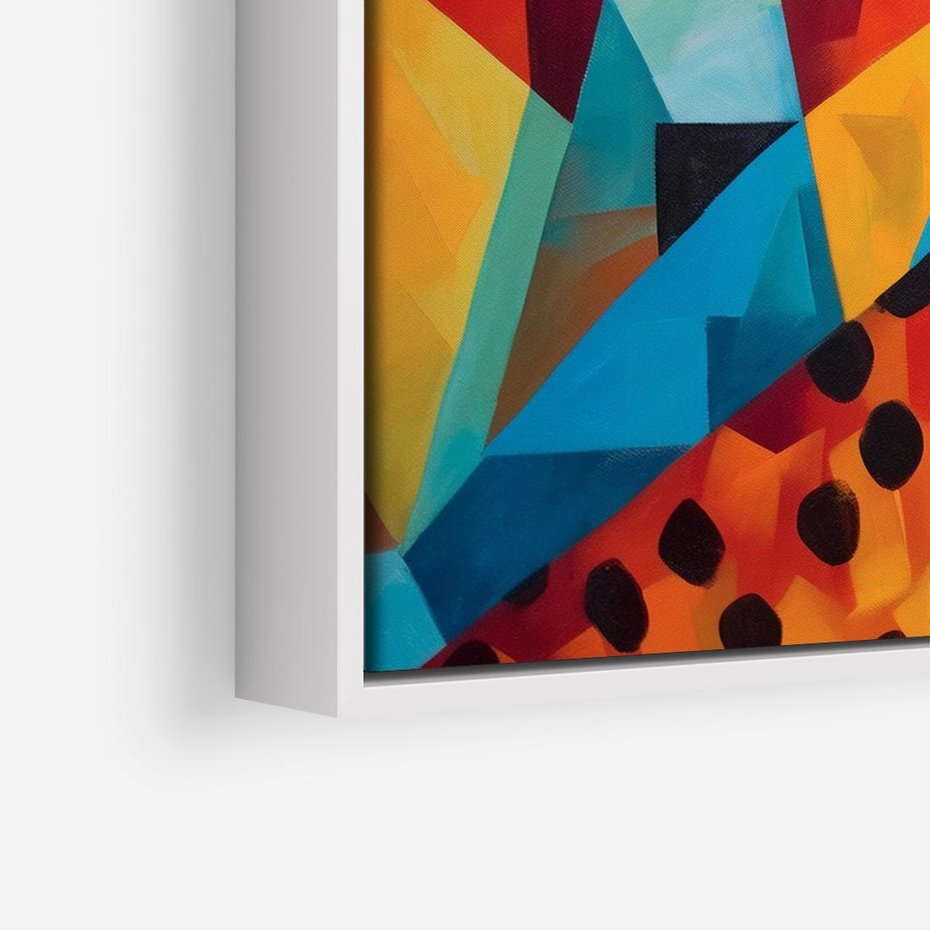 Obraz w ramie 120x80 - Dzikie Piękno - abstrakcyjny portret geparda, intensywne kolory - rama biała