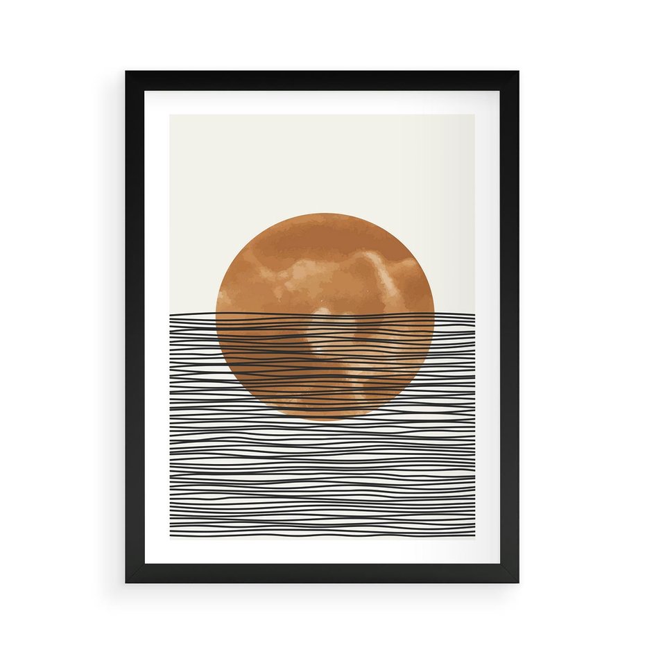 Plakat w ramie 50x70 - Okrąg Mocy - boho obraz, geometria - rama czarna