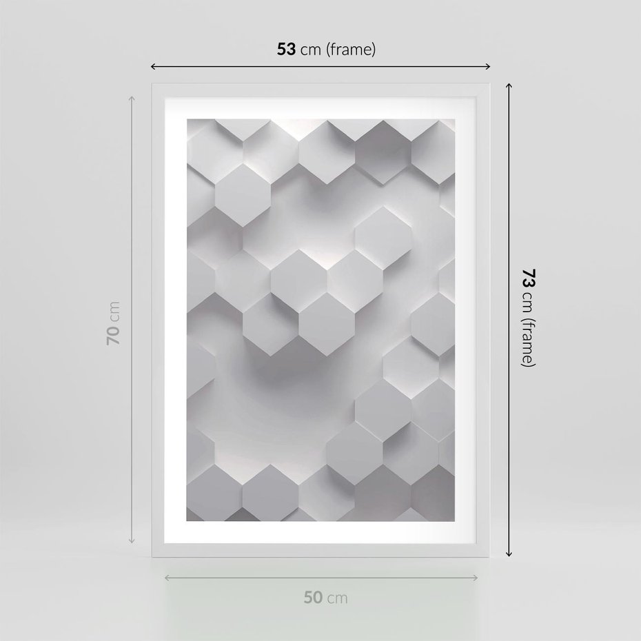 Plakat w ramie 50x70 - Kreatywna Forma - geometryczny, 3D - rama biała