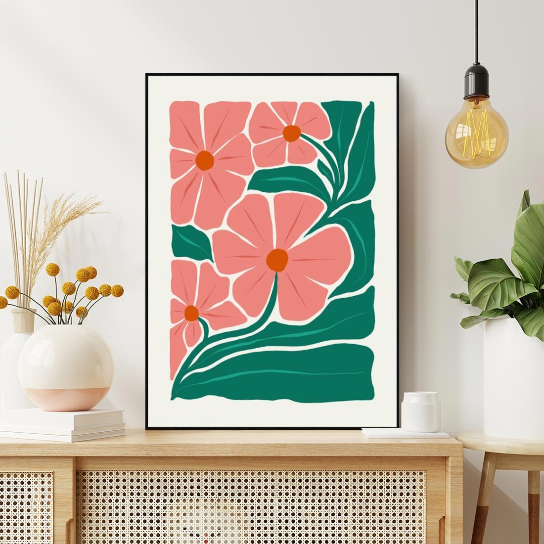 Obraz w ramie 70x100 - Energiczne Opowieści - kwiaty, sztuka nowoczesna - rama czarna