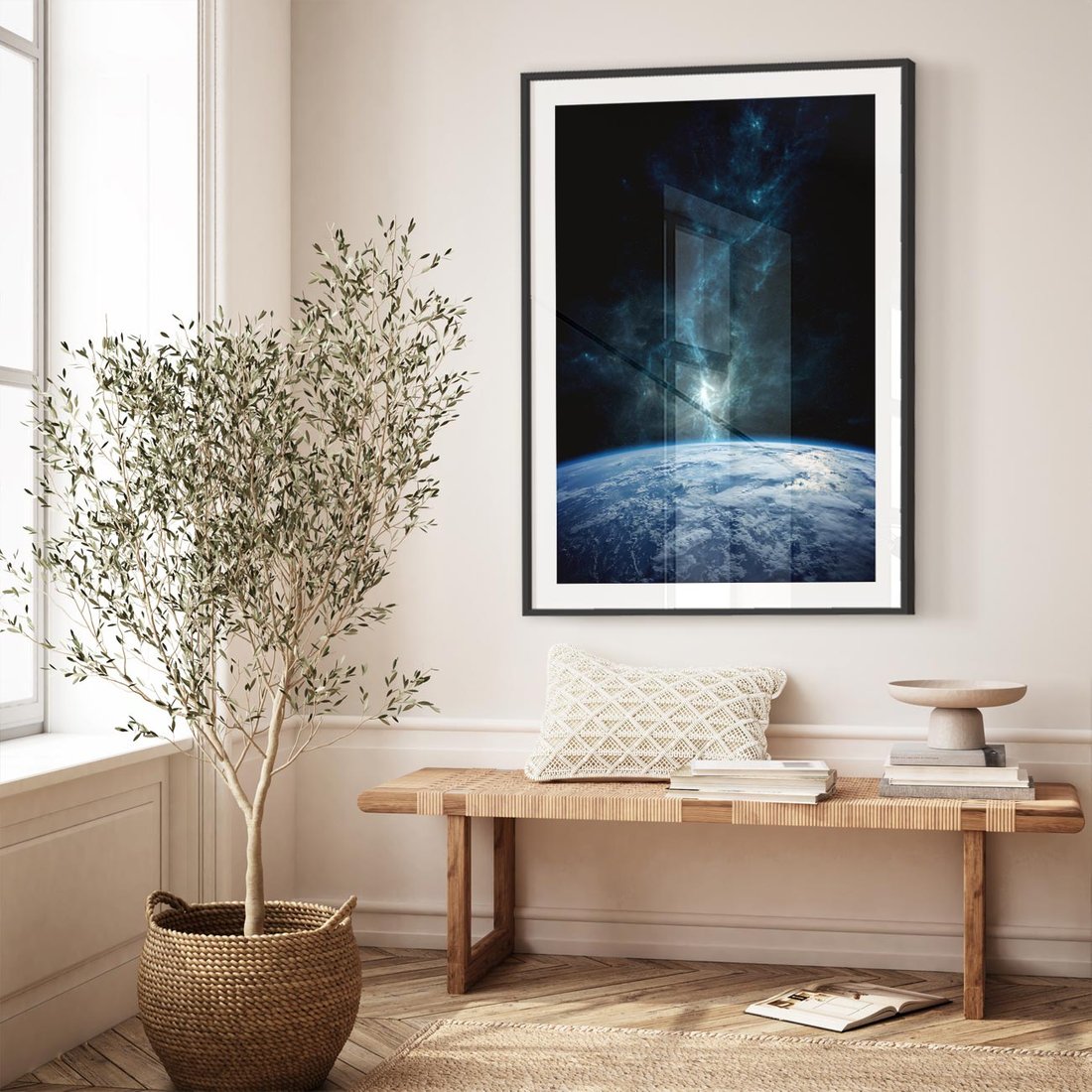 Plakat w ramie 40x50 - Wędrówka przez galaktyki - ziemia, kosmos - rama czarna