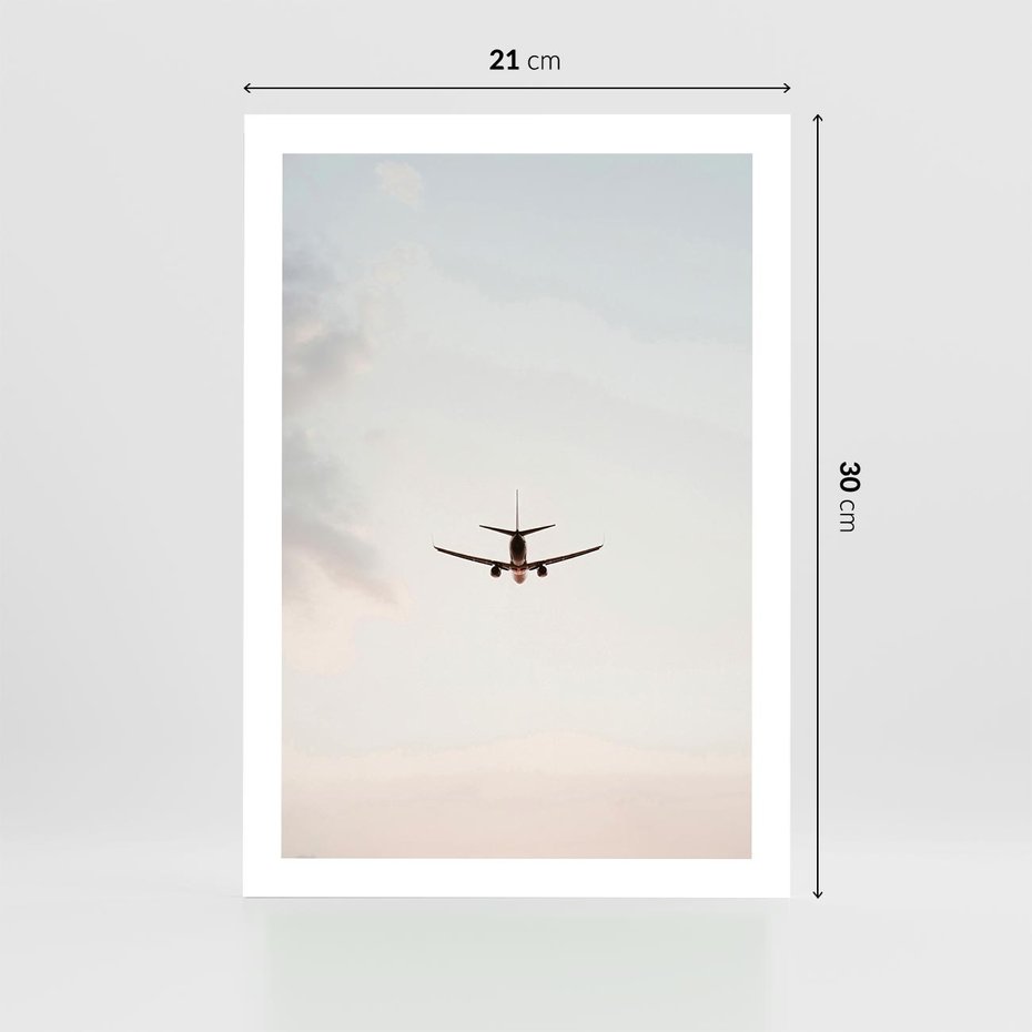 Plakat bez ramy 21x30 - W Powietrzu: Samolot na Niebie - samolot w przestworzach, samolot na niebie