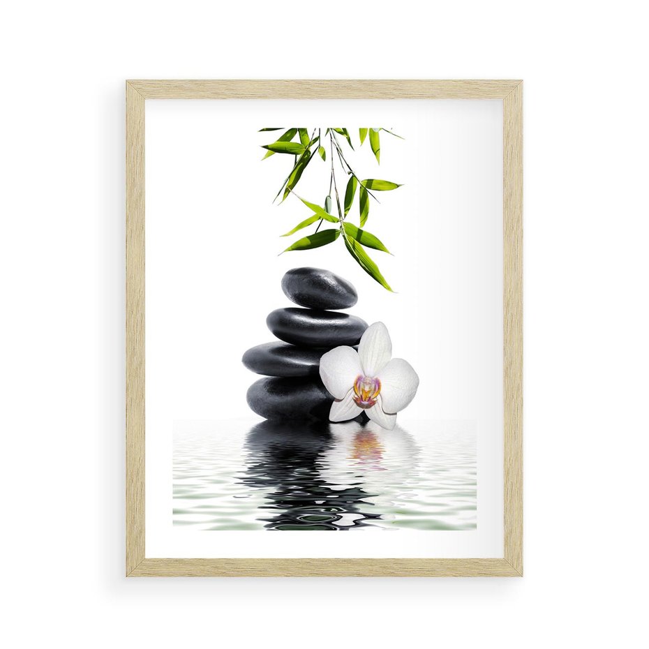 Plakat w ramie 40x50 - Orchidea w Spa - spa, orchidea - rama drewno