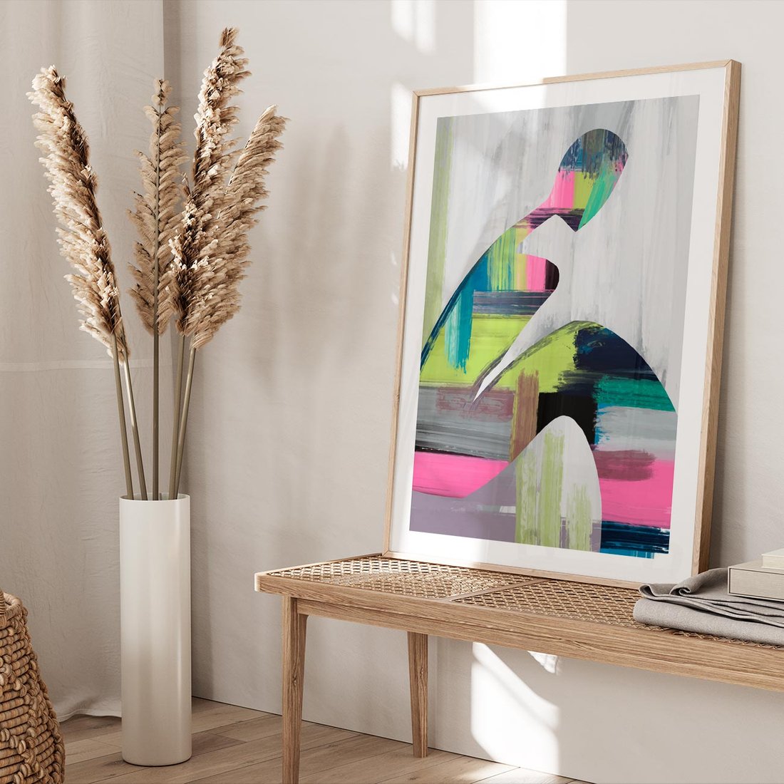 Plakat w ramie 50x70 - Impulsy Marzeń - abstrakcyjna sztuka, nowoczesny obraz - rama drewno