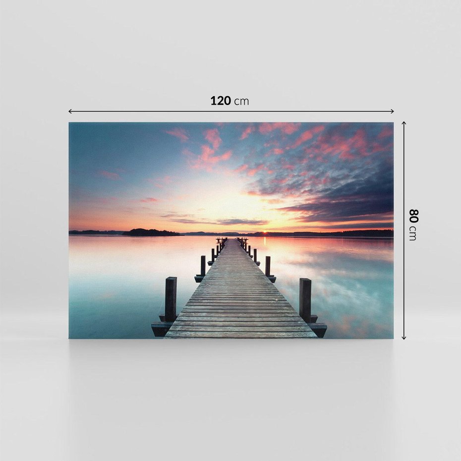Obraz na płótnie 120x80 - Złote zachody słońca - jezioro, molo