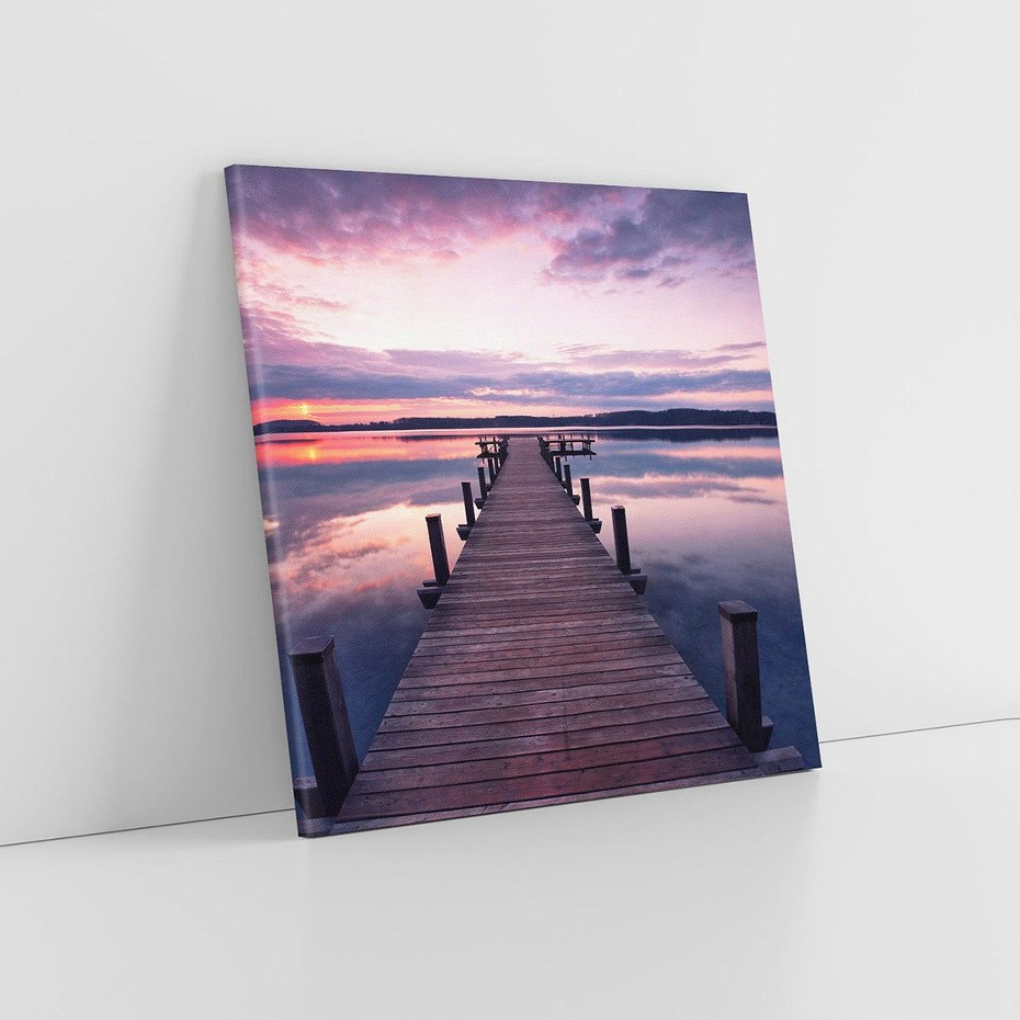 Obraz na płótnie 30x30 - spotkanie przy molo - jezioro, molo