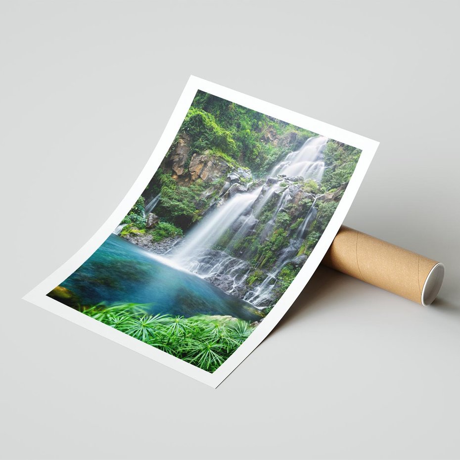 Plakat bez ramy 30x40 - Tropikalny Wodospad - wodospad, tropikalny