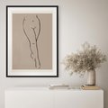 Plakat w ramie 30x40 - Intrygujące Szkice - mnimalistyczny akt kobiecy, beżowa tonacja - rama czarna