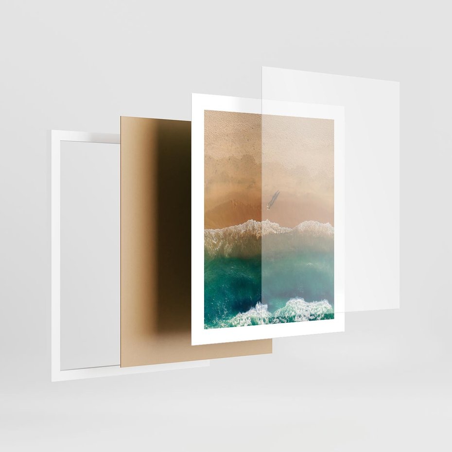 Plakat w ramie 40x50 - Nadbrzeżna Harmonia - plaża, morze - rama biała