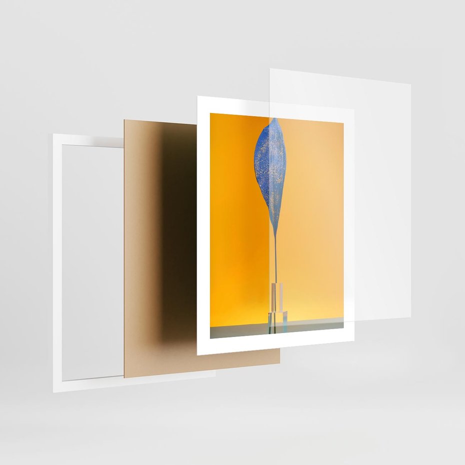 Plakat w ramie 40x50 - Niebiańskie liście - liść, liście - rama biała