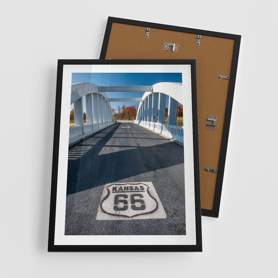 Plakat w ramie 50x70 - Kansas i Route 66 - Kansas, route 66 - rama czarna