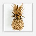 Obraz w ramie 80x80 - Ekskluzywny Akcent - złoty, ananas - rama biała