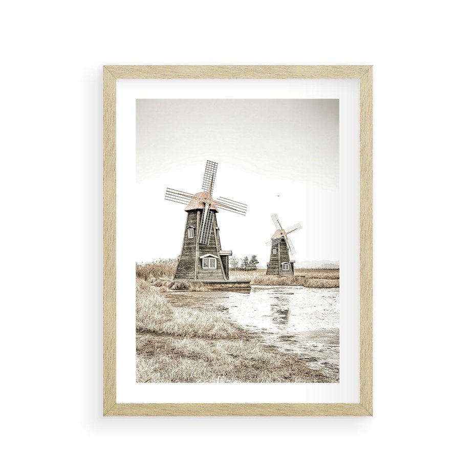 Plakat w ramie 30x40 - Wiejskie Młyny: Rustykalna Fotografia - młyny, rustykalna fotografia - rama drewno