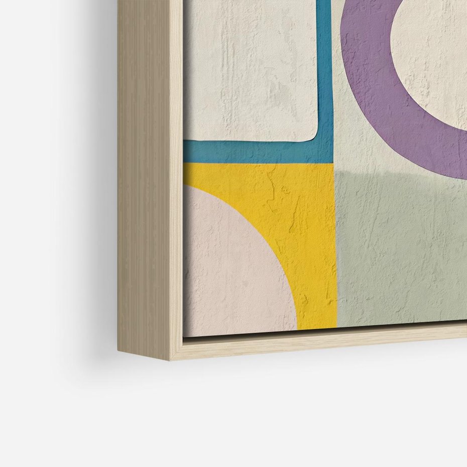 Obraz w ramie 50x50 - Taniec Kształtów Emocji - abstrakcyjne geometryczne kształty, olejny obraz - rama drewno