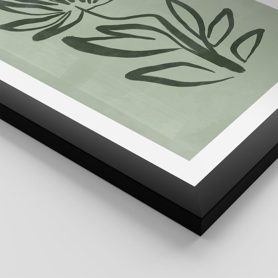 Plakat w ramie 40x50 - Zieleń Wyjątkowego Ukojenia - zielona abstrakcja, zgaszona zieleń - rama czarna