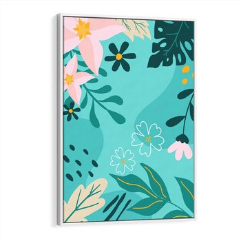 Obraz w ramie 80x120 - Rozkwitające Widoki - pastelowa kompozycja, kwiaty - rama biała