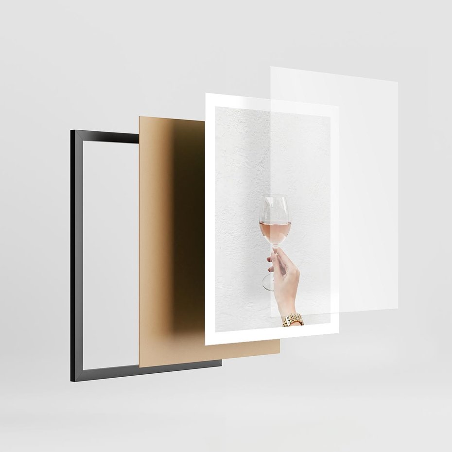 Plakat w ramie 50x70 - Kobieca Dłoń i Różowe Wino - kieliszek różowego wina, kobieca dłoń - rama czarna