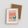 Plakat w ramie 30x40 - Retro Radość - typografia, wesołe kwiaty - rama drewno