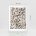 Plakat w ramie 30x40 - Kobiecy Portret Duszy - beżowe tło, czarny szkic nowoczesnych kwiatów - rama biała