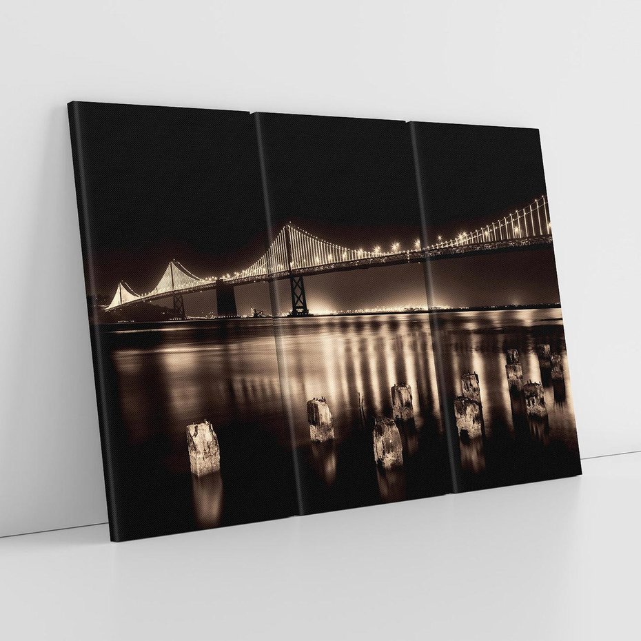 Obraz na płótnie 120x80 - Most nocą nad rzeką - noc, most