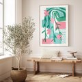 Plakat w ramie 40x50 - Rozkwitające Harmonie Form - abstrakcyjne pastelowe kwiaty, nowoczesna sztuka - rama drewno