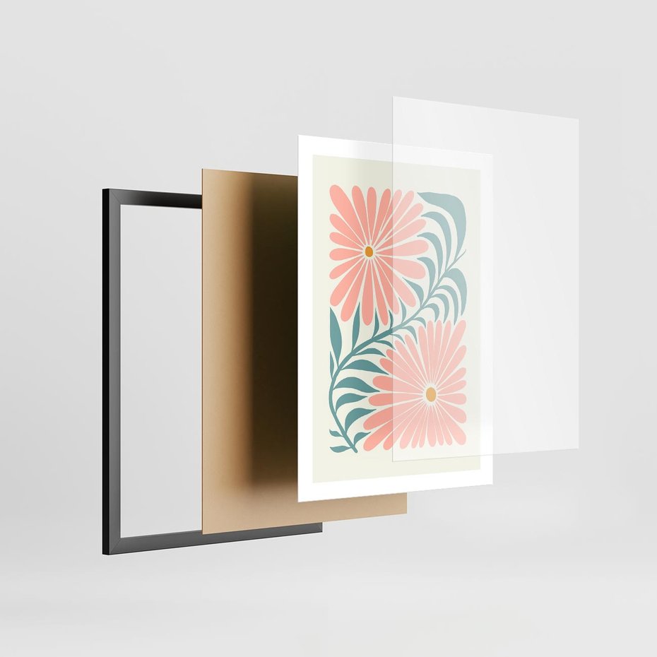 Plakat w ramie 50x70 - Kształtując Marzenia - kwiaty, sztuka nowoczesna - rama czarna