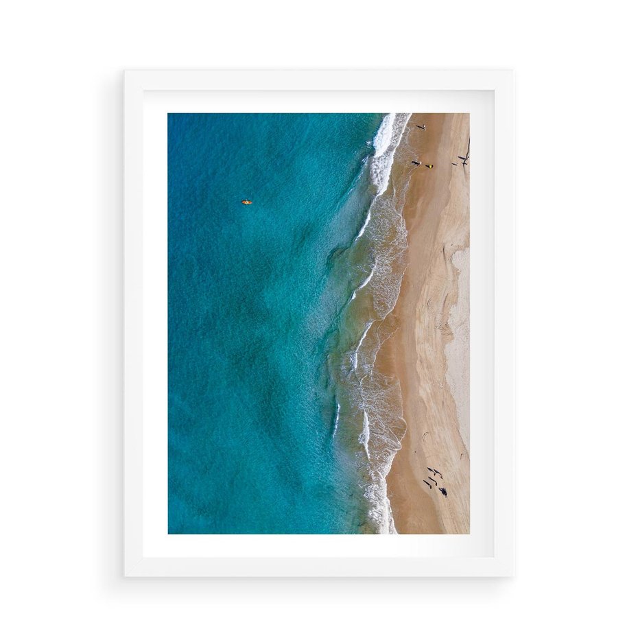 Plakat w ramie 50x70 - Spokój nad morzem - morze, plaża - rama biała