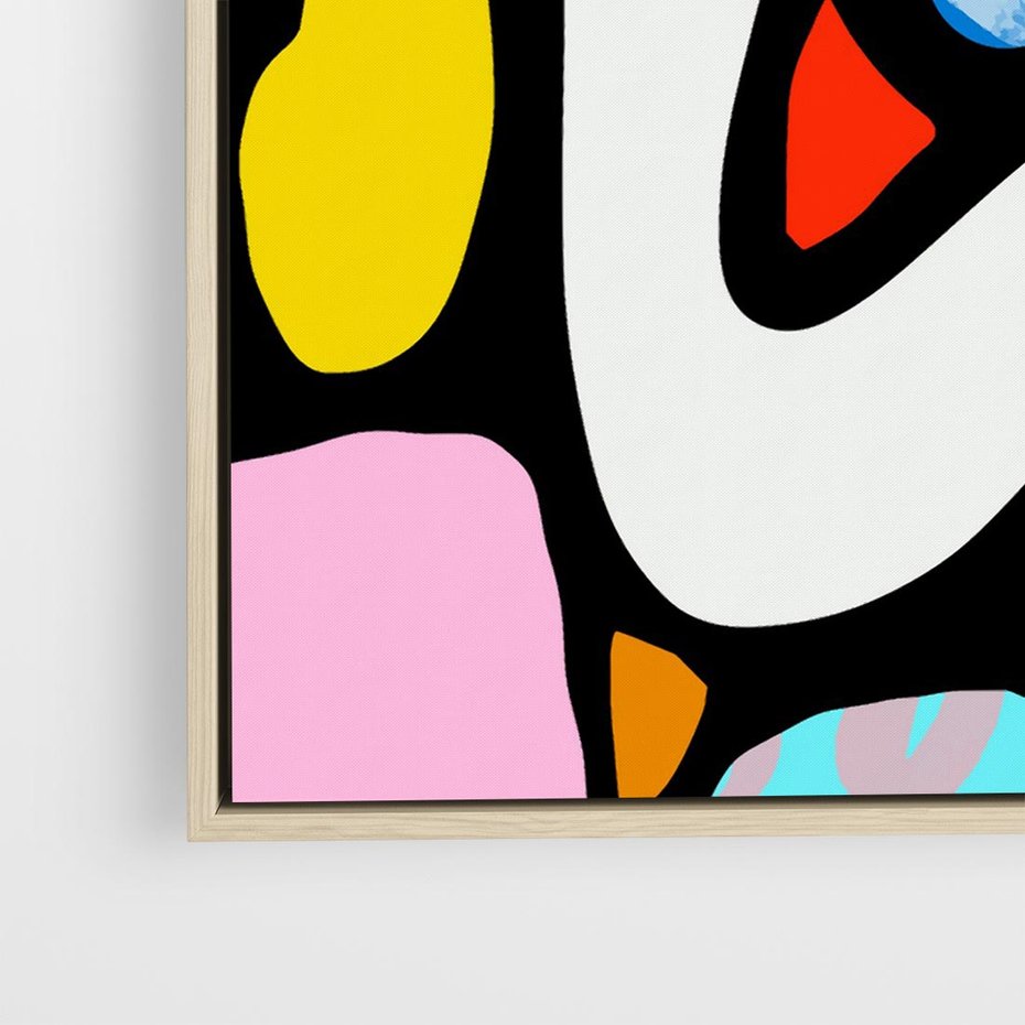 Obraz w ramie 80x80 - Komiksowe Formy - abstrakcyjne formy, komiksowy styl - rama drewno