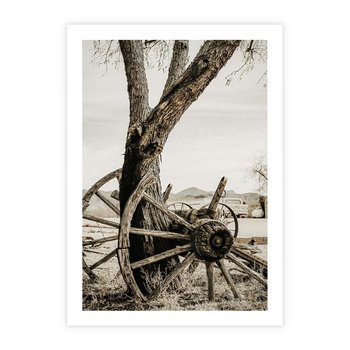Plakat bez ramy 30x40 - Rustykalna Tradycja - koło starego wozu, rustykalny styl