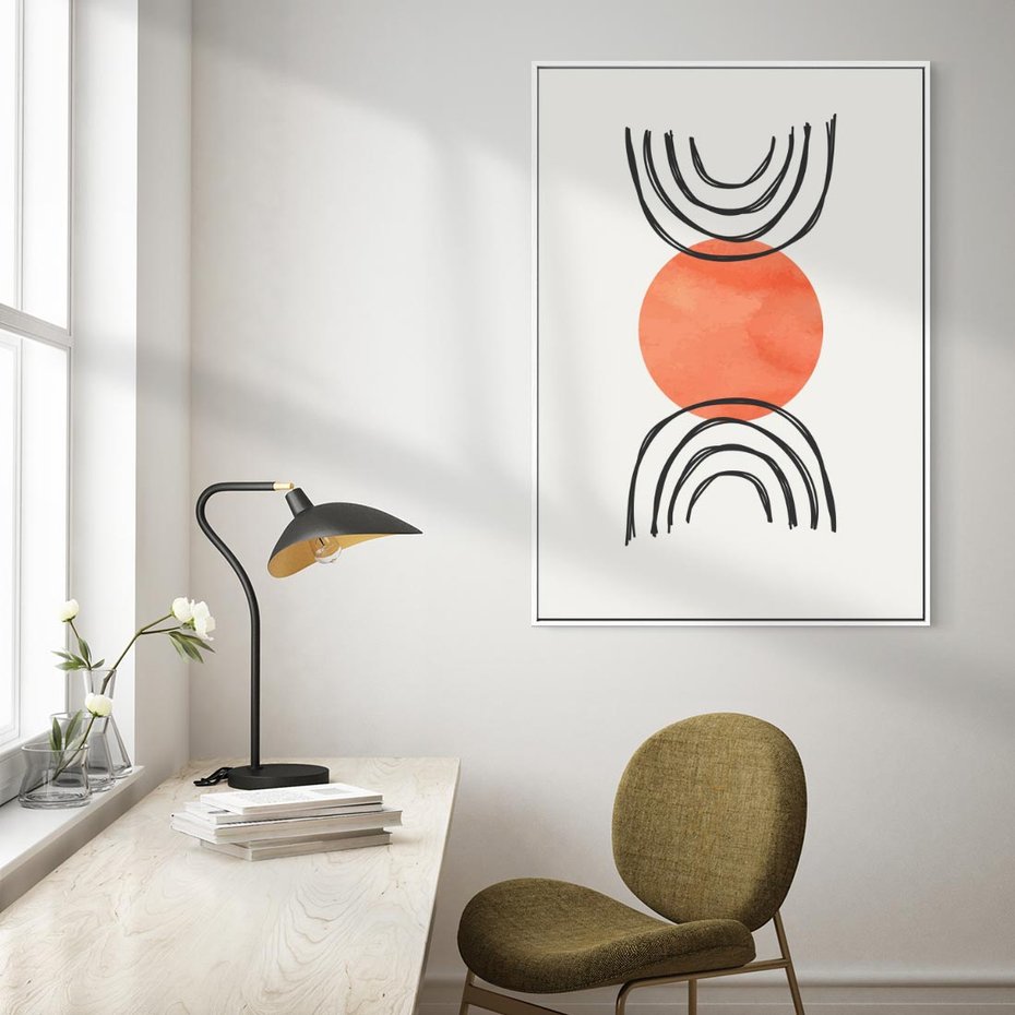 Obraz w ramie 70x100 - Lustrzane Widzenie - koło, boho styl - rama biała