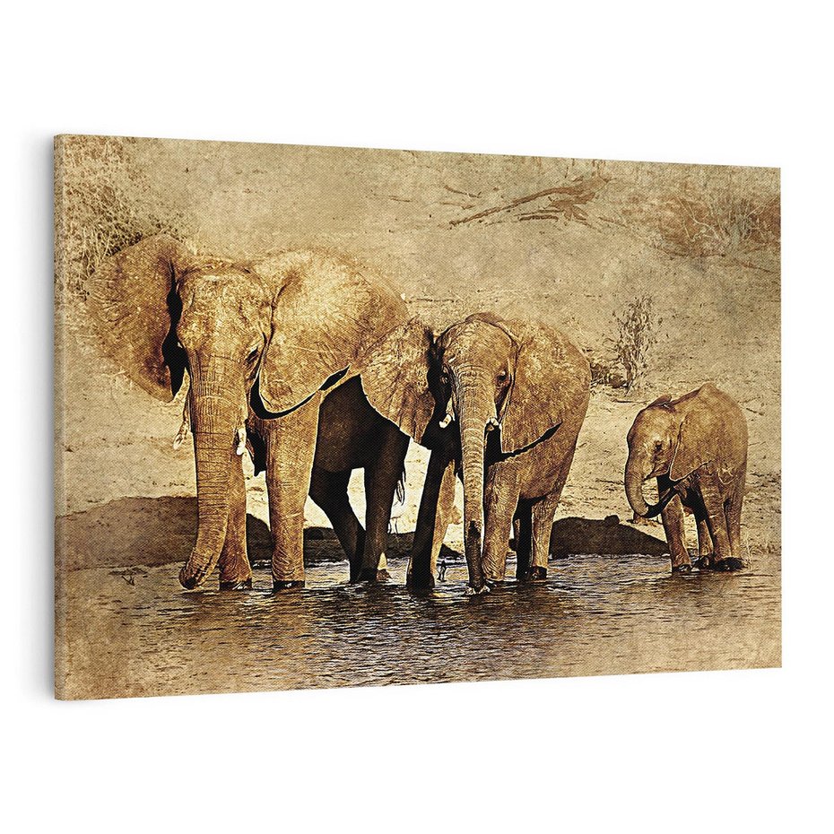 Obraz na płótnie 120x80 - Sztuka abstrakcyjna: Słonie - słonie, sztuka