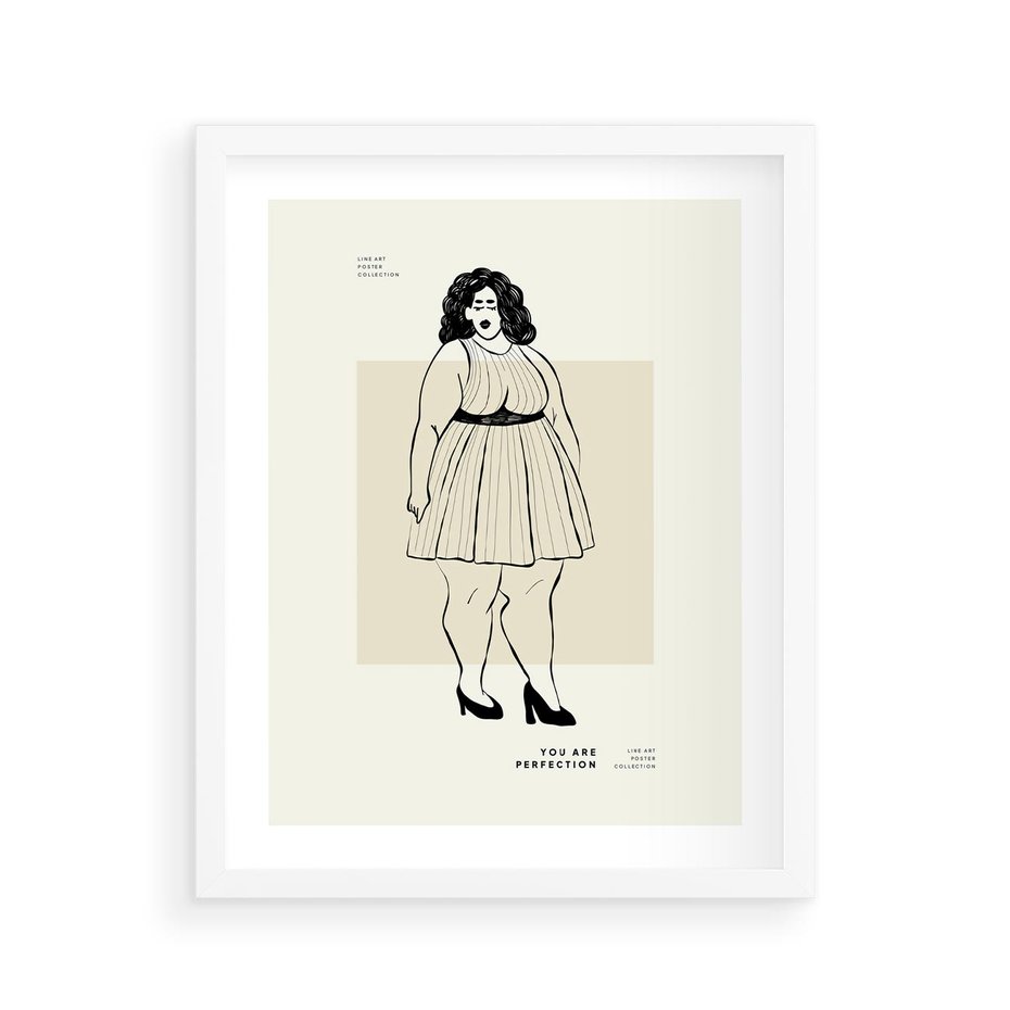 Plakat w ramie 40x50 - Ekspresja Wewnętrznych Emocji - kobieta, samoakceptacja - rama biała