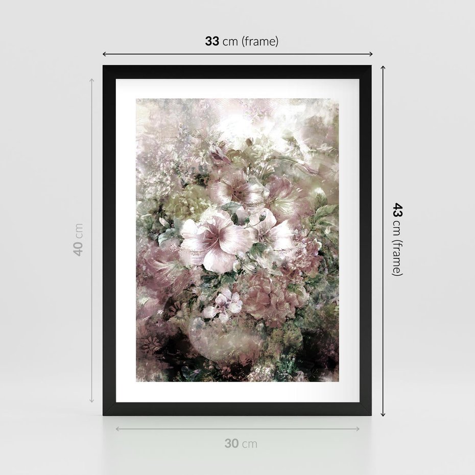 Plakat w ramie 30x40 - Piękno natury na płótnie - kwiaty, olejne - rama czarna