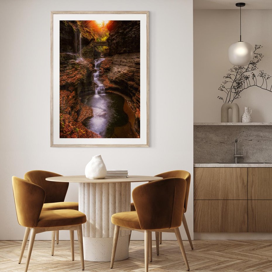 Plakat w ramie 30x40 - Barwna Harmonia - strumień, las - rama drewno