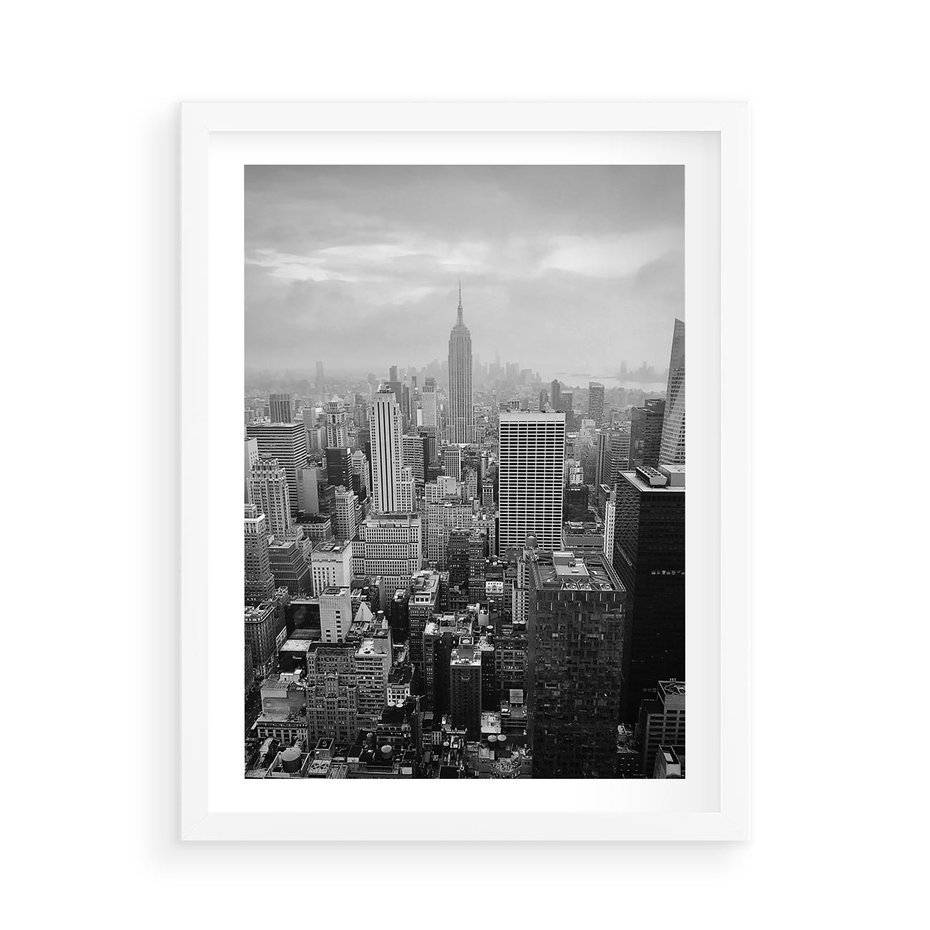Plakat w ramie 50x70 - Majestatyczne Wysokości - Nowy Jork, wieżowce - rama biała