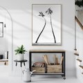 Obraz w ramie 50x70 - Samotne Palmy - czarno biała fotografia, dwie samotne palmy - rama drewno