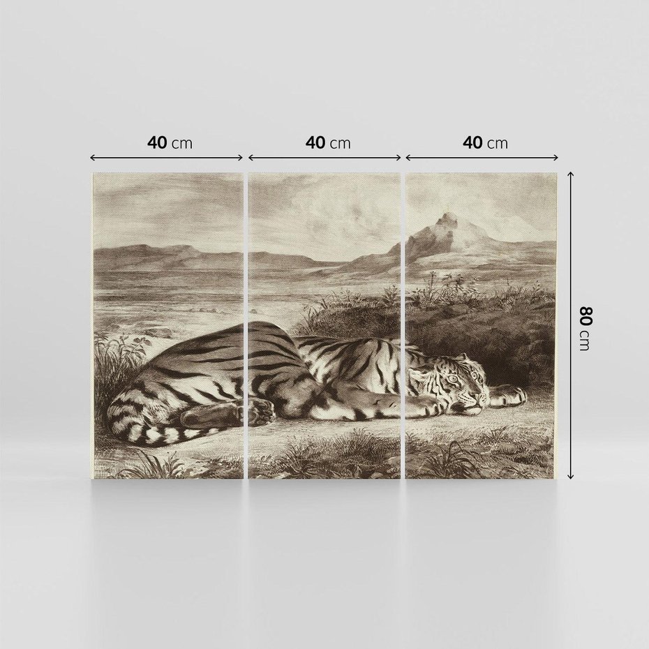 Obraz na płótnie 120x80 - "Królewski Tygrys" Eugène Delacroix - Reprodukcja - reprodukcja, obraz na płótnie