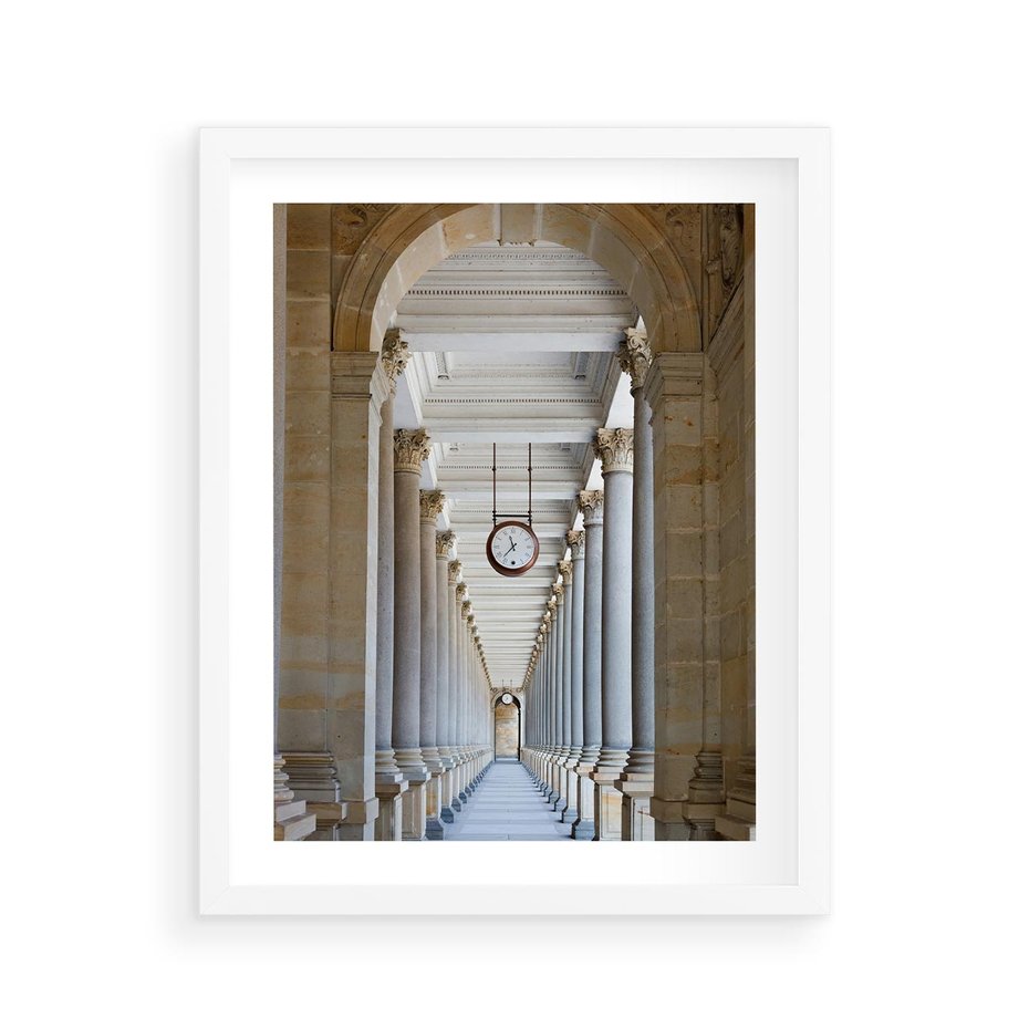 Plakat w ramie 40x50 - Kolumny Czasu - architektura, kolumny - rama biała