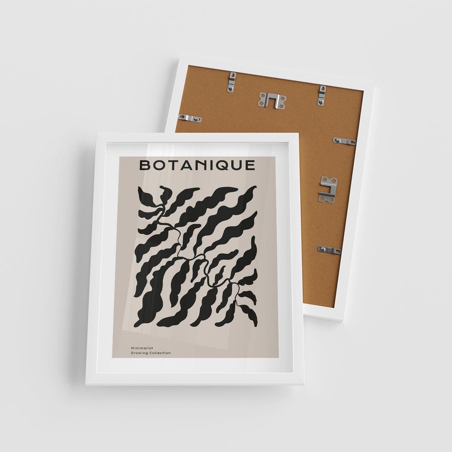 Plakat w ramie 40x50 - Księga Odbić - abstrakcyjne liśćie, roślinne motywy - rama biała